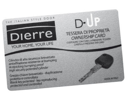 Cobeco - Dierre: Carte de propriété d'un cylindre D-Up
